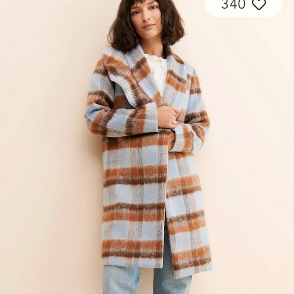 If By Sea Plaid Ruffled Overcoat - Picture 1 of 6